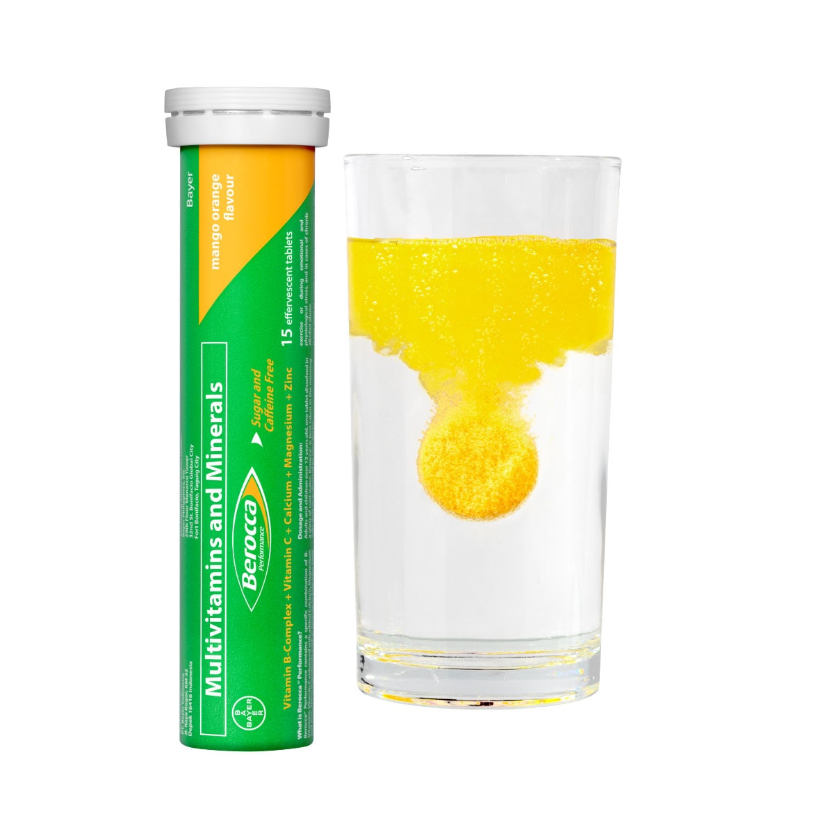 Berocca Mango Orange Tube + Glass
